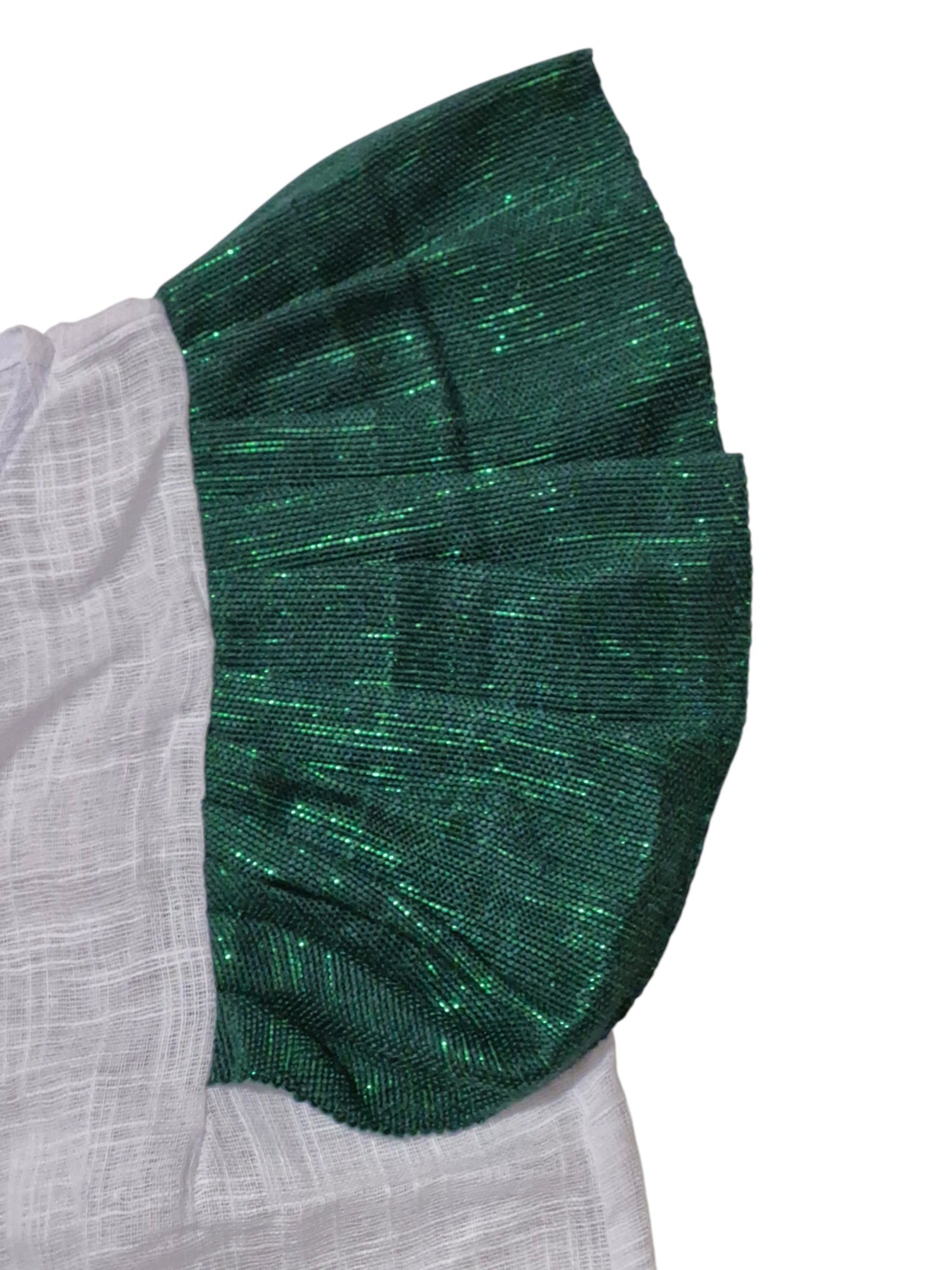 Haut manche papillon "vert-blanc" scintillant