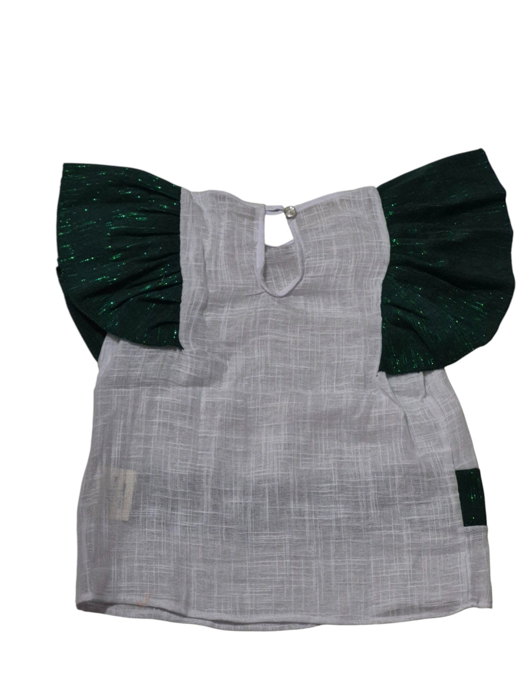 Haut manche papillon "vert-blanc" scintillant