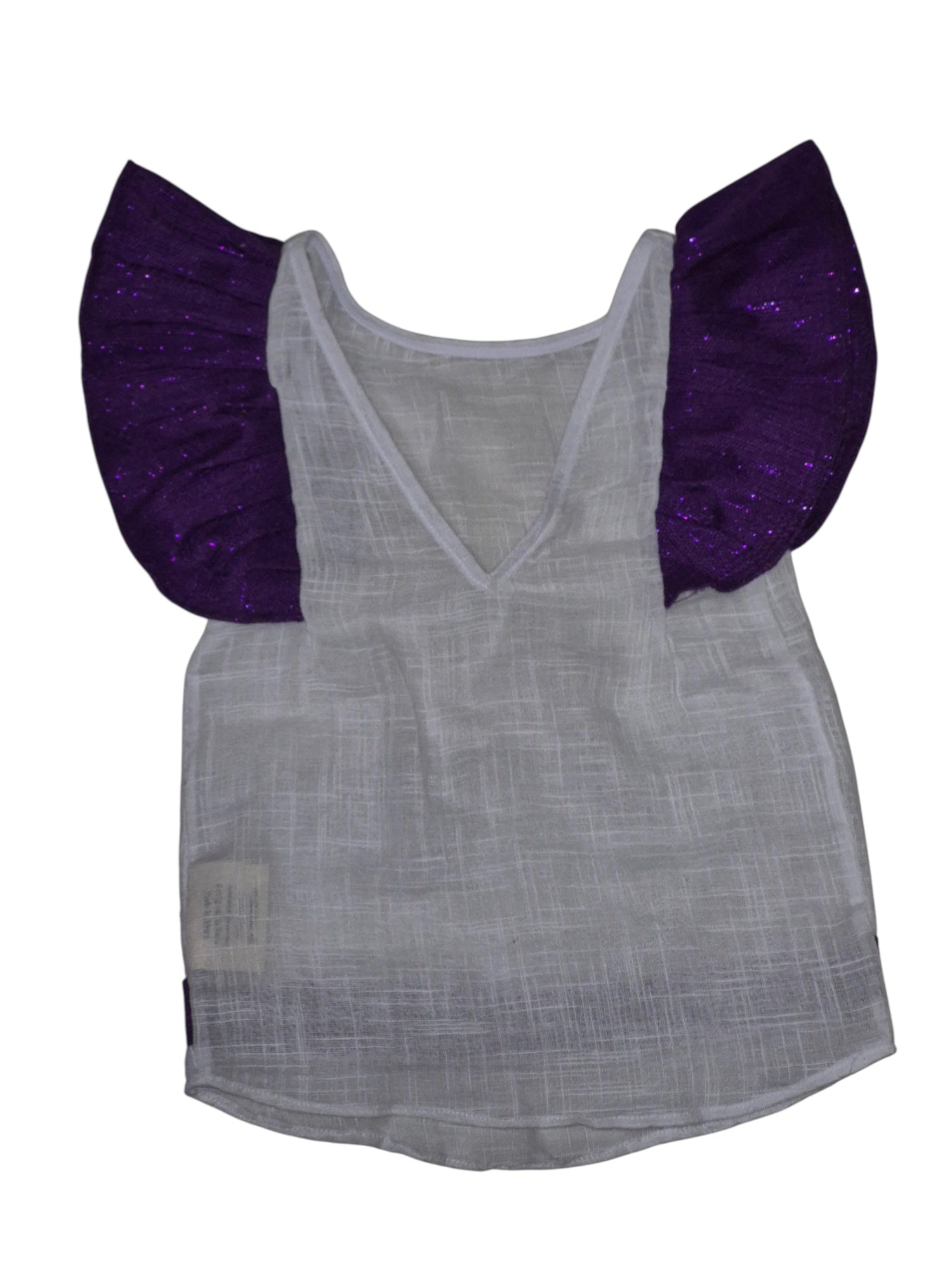 Haut manche papillon "blanc-violet" scintillant