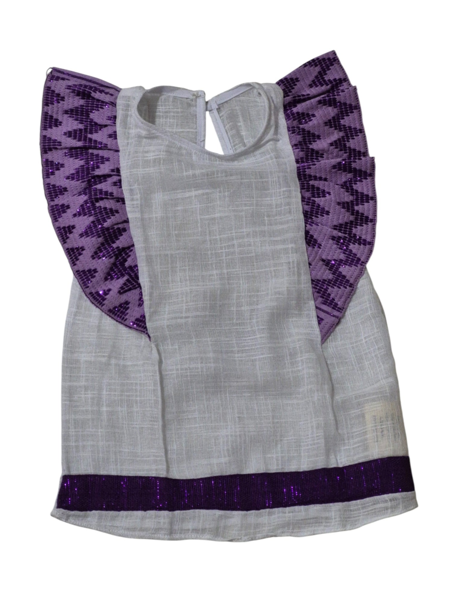 Haut manche papillon "blanc-violet"
