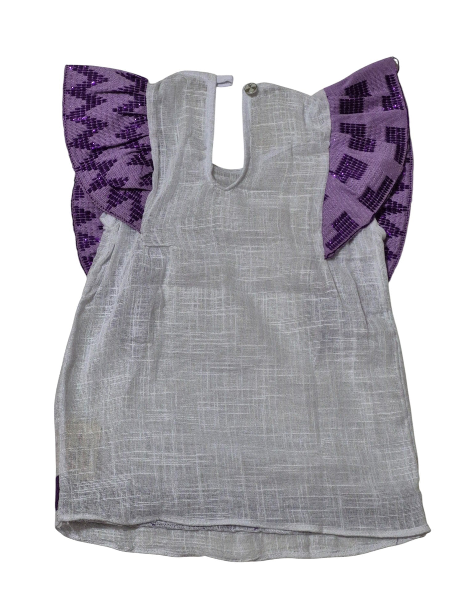 Haut manche papillon "blanc-violet"