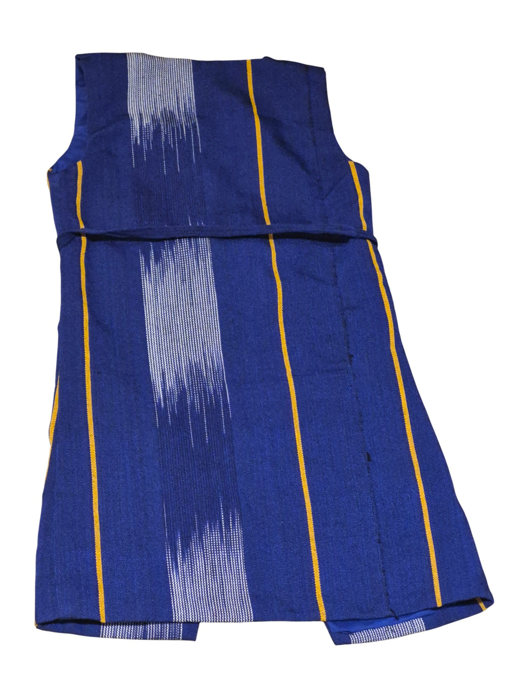 Robe cache-cœur bleu denim en tissu africain - éthique et artisanale