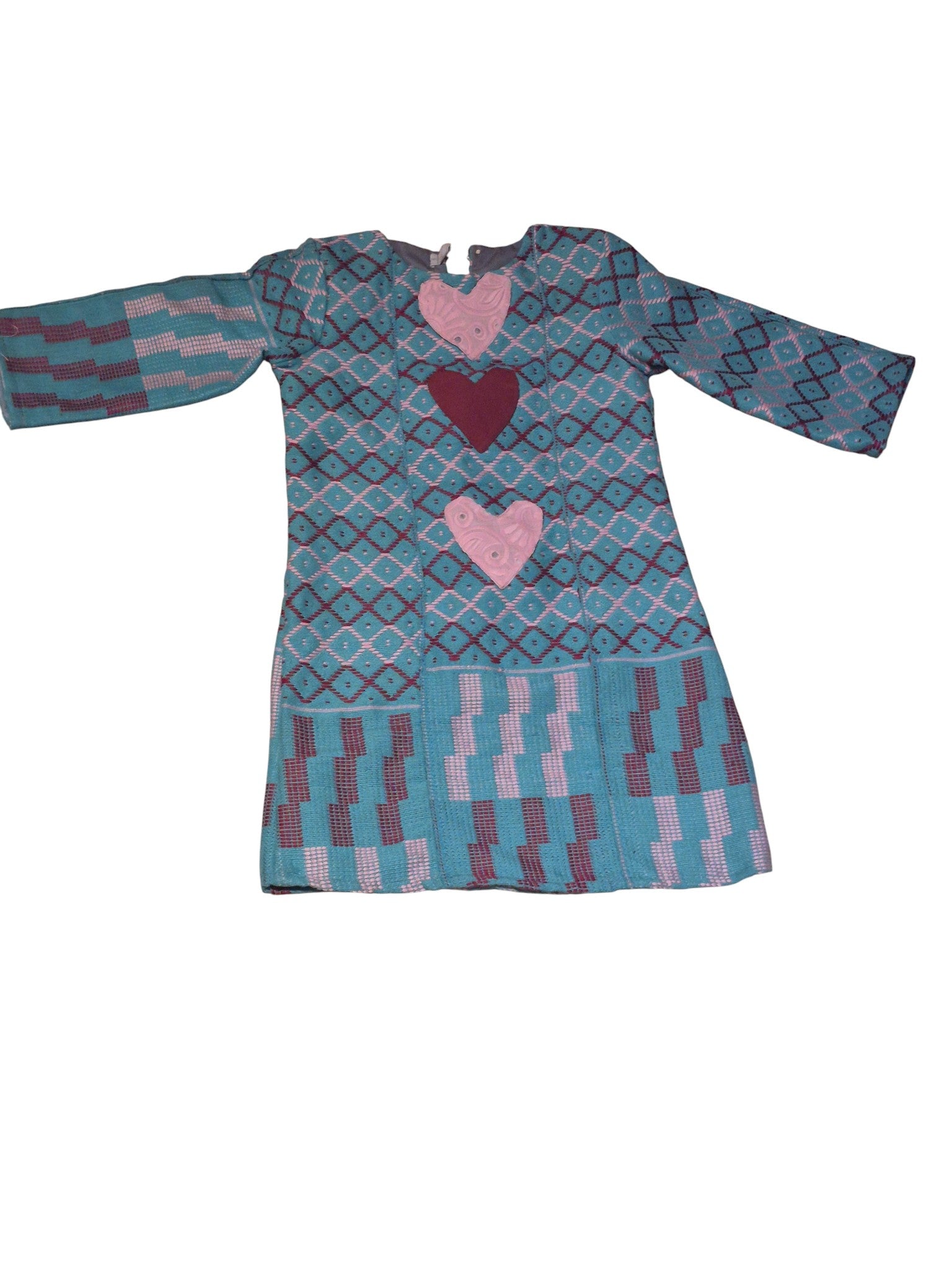 Robe "Coeur" pour enfant en tissu tissé artisanal Kenté africain
