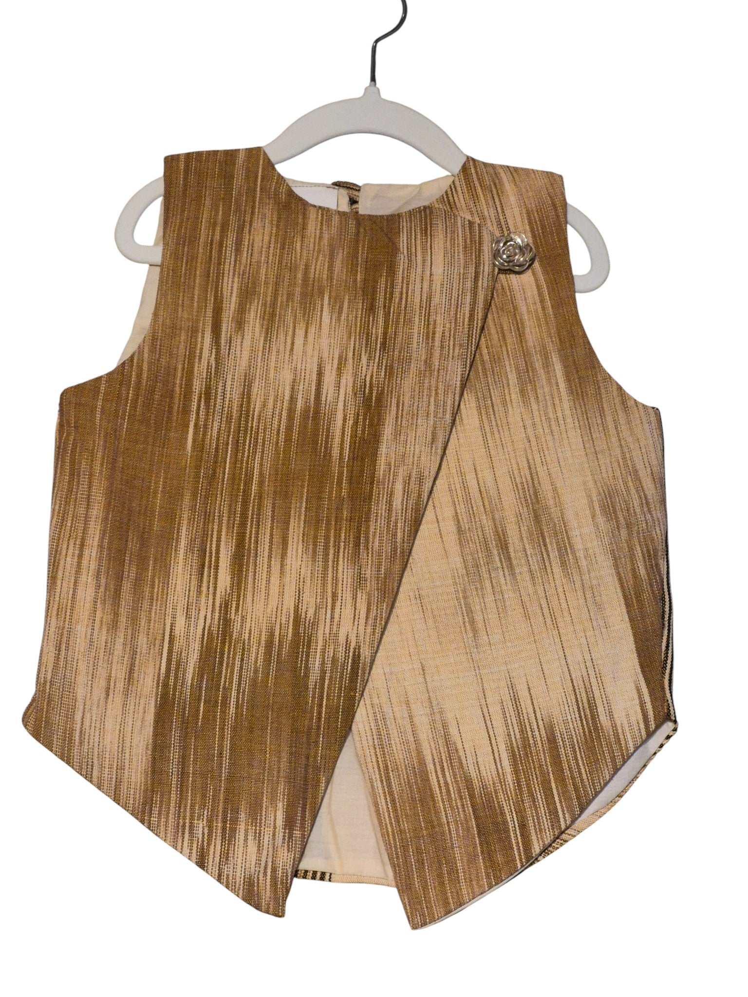 Gilet croisé marron beige
