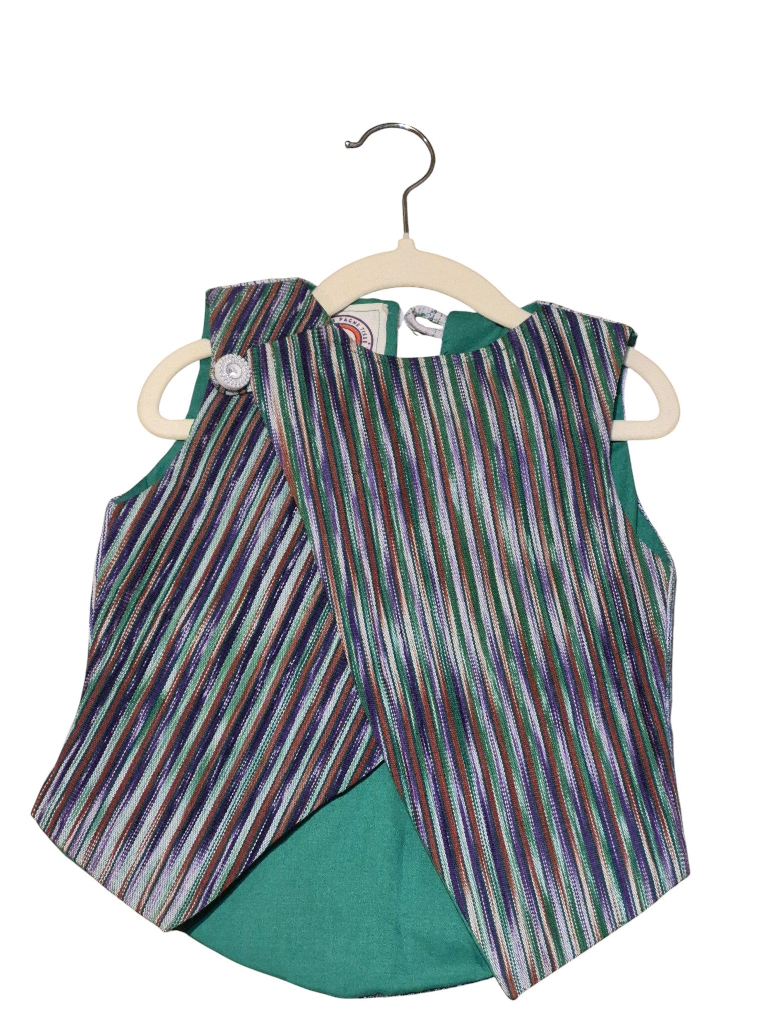 Gilet croisé vert motifs artistiques