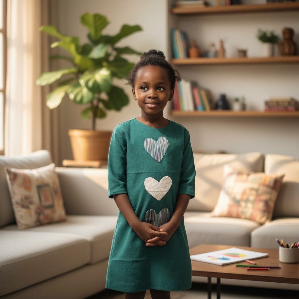 Robe "Coeur" Kente couleur verte