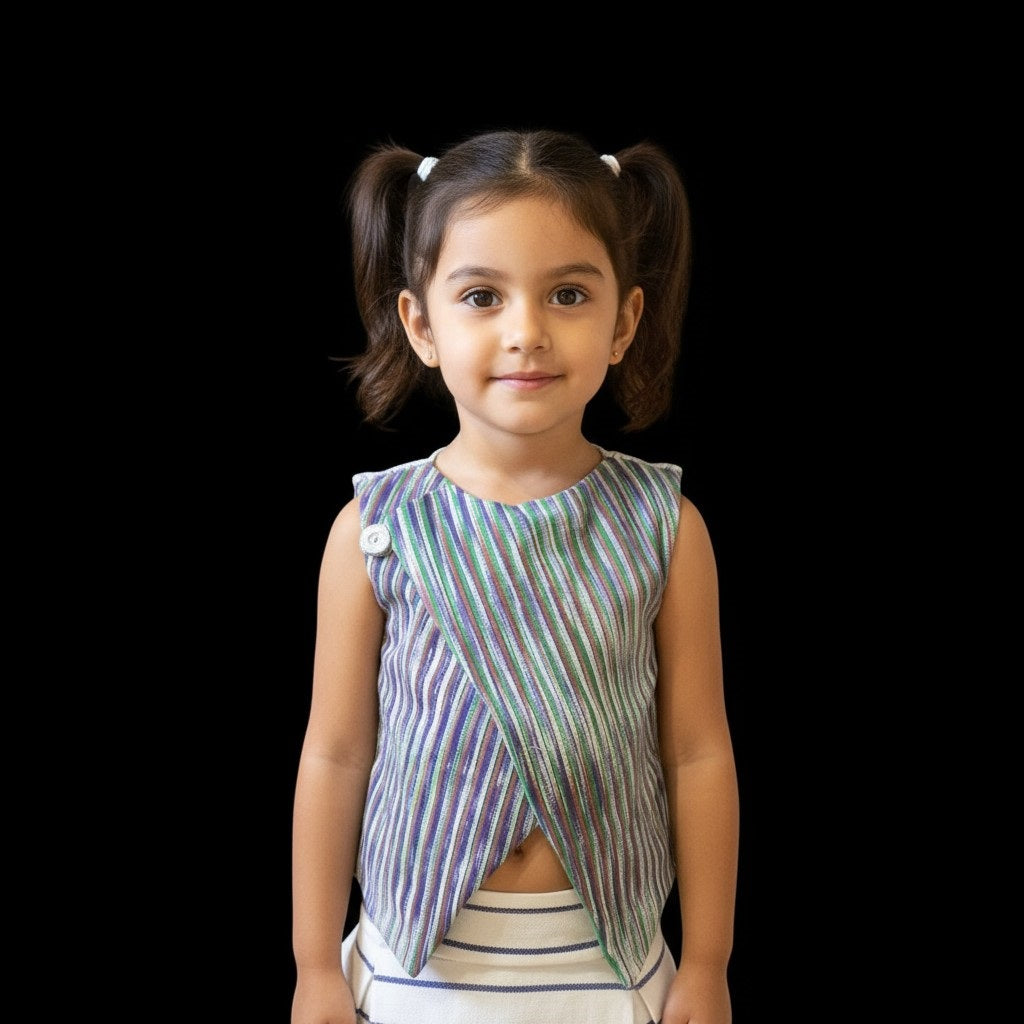 Gilet croisé vert motifs artistiques