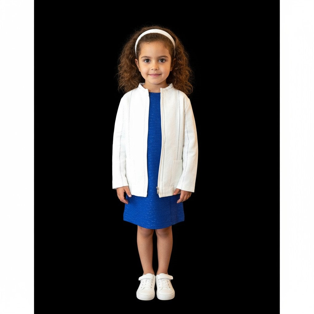 Veste blanc brillant col mao