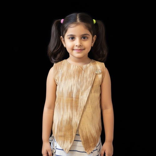 Gilet croisé marron beige