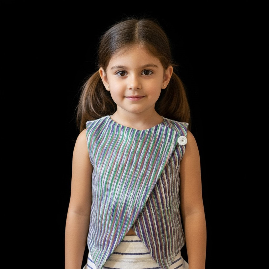 Gilet croisé vert motifs artistiques