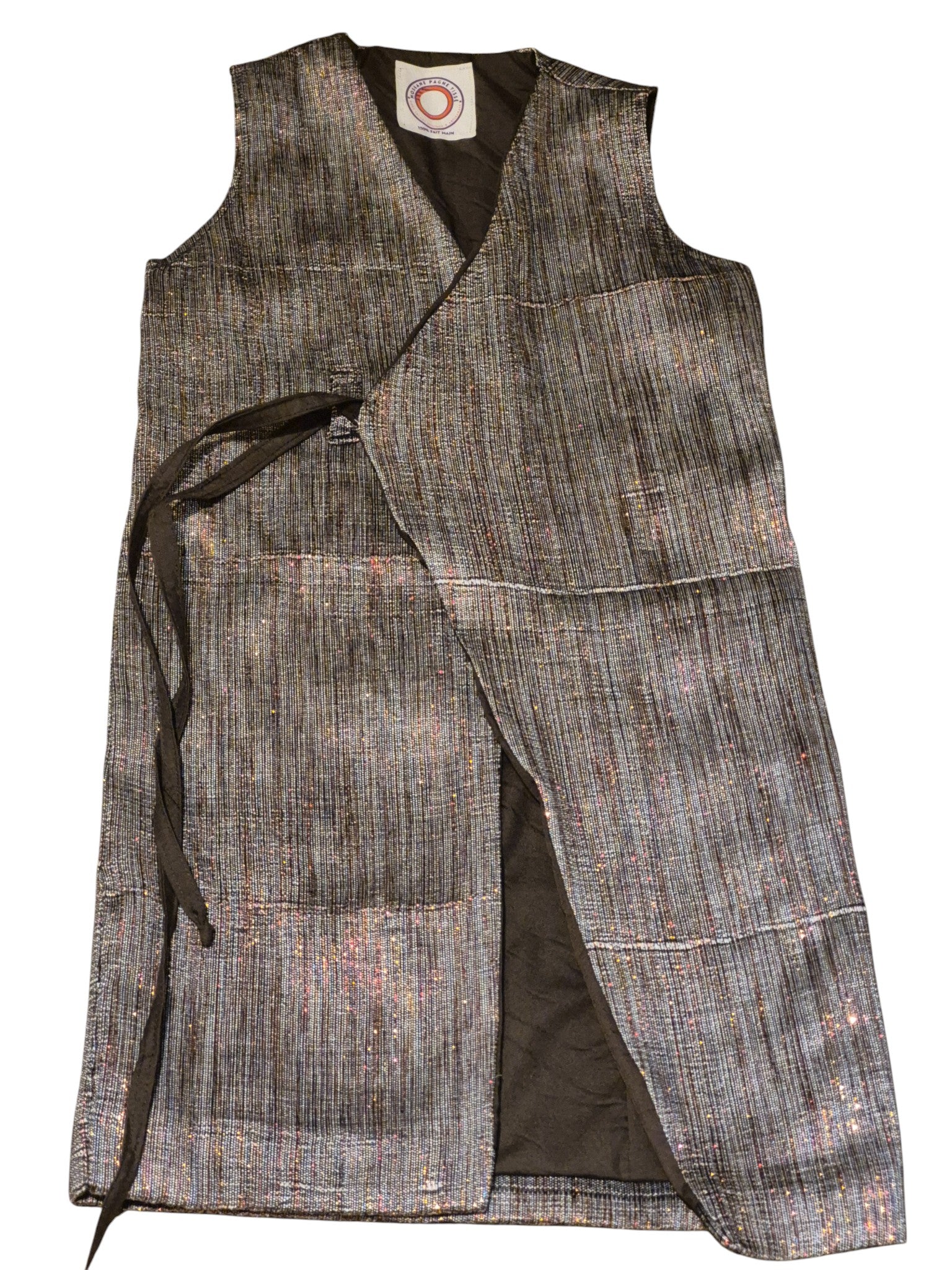 Robe cache-cœur bleu denim en tissu africain - éthique et artisanale