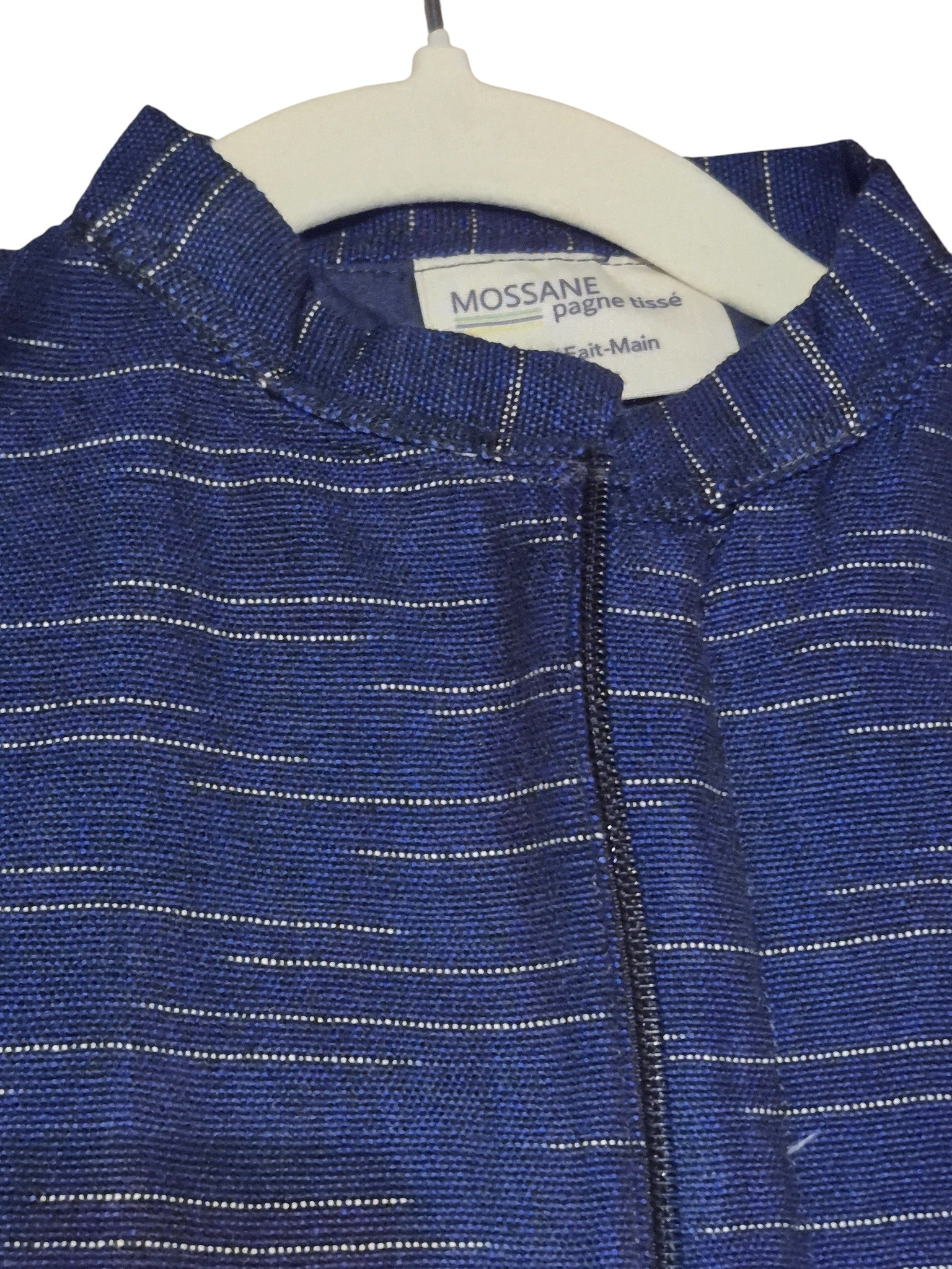 Veste bleu marine col mao en Kenté