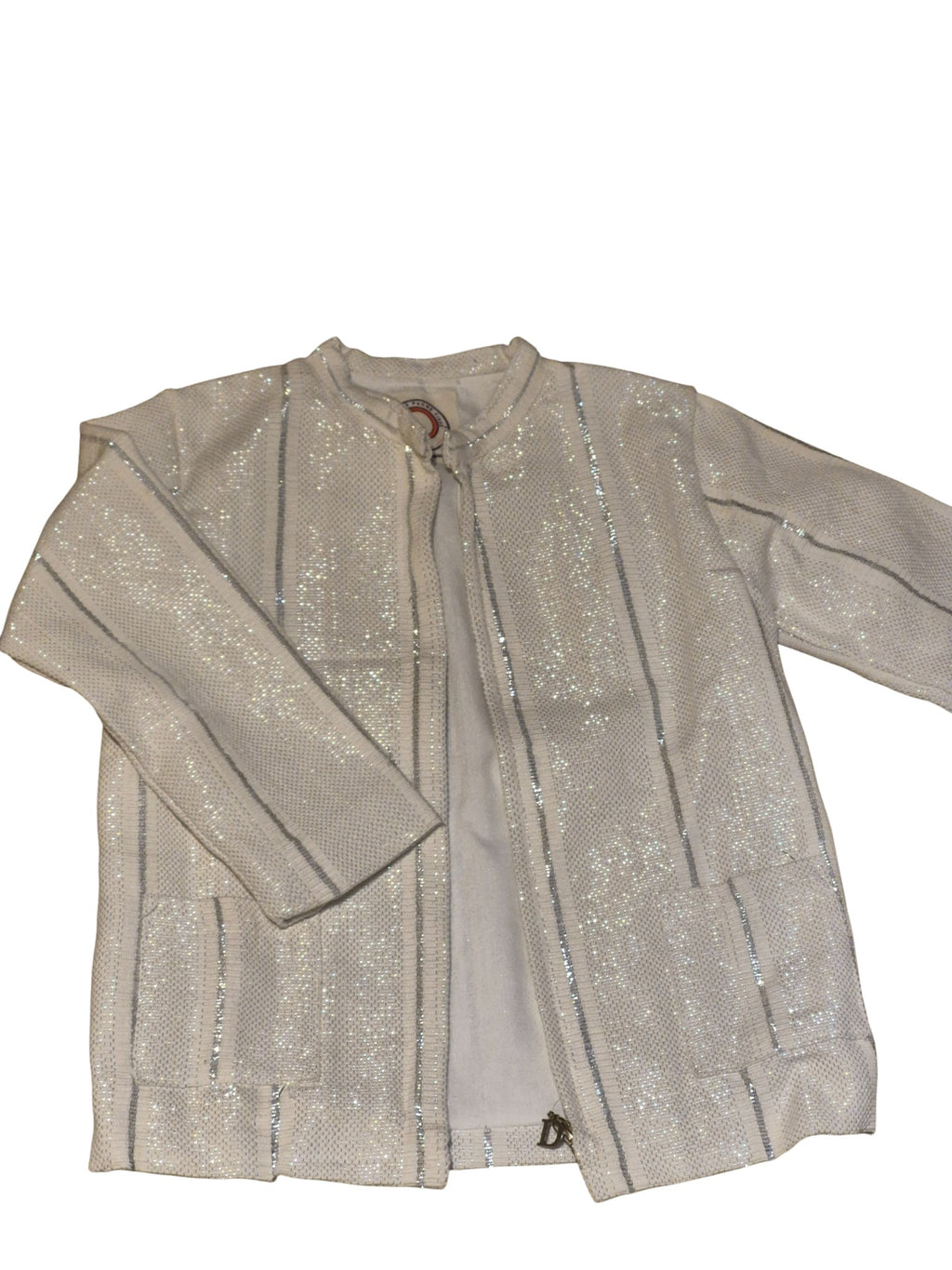 Veste blanc brillant col mao