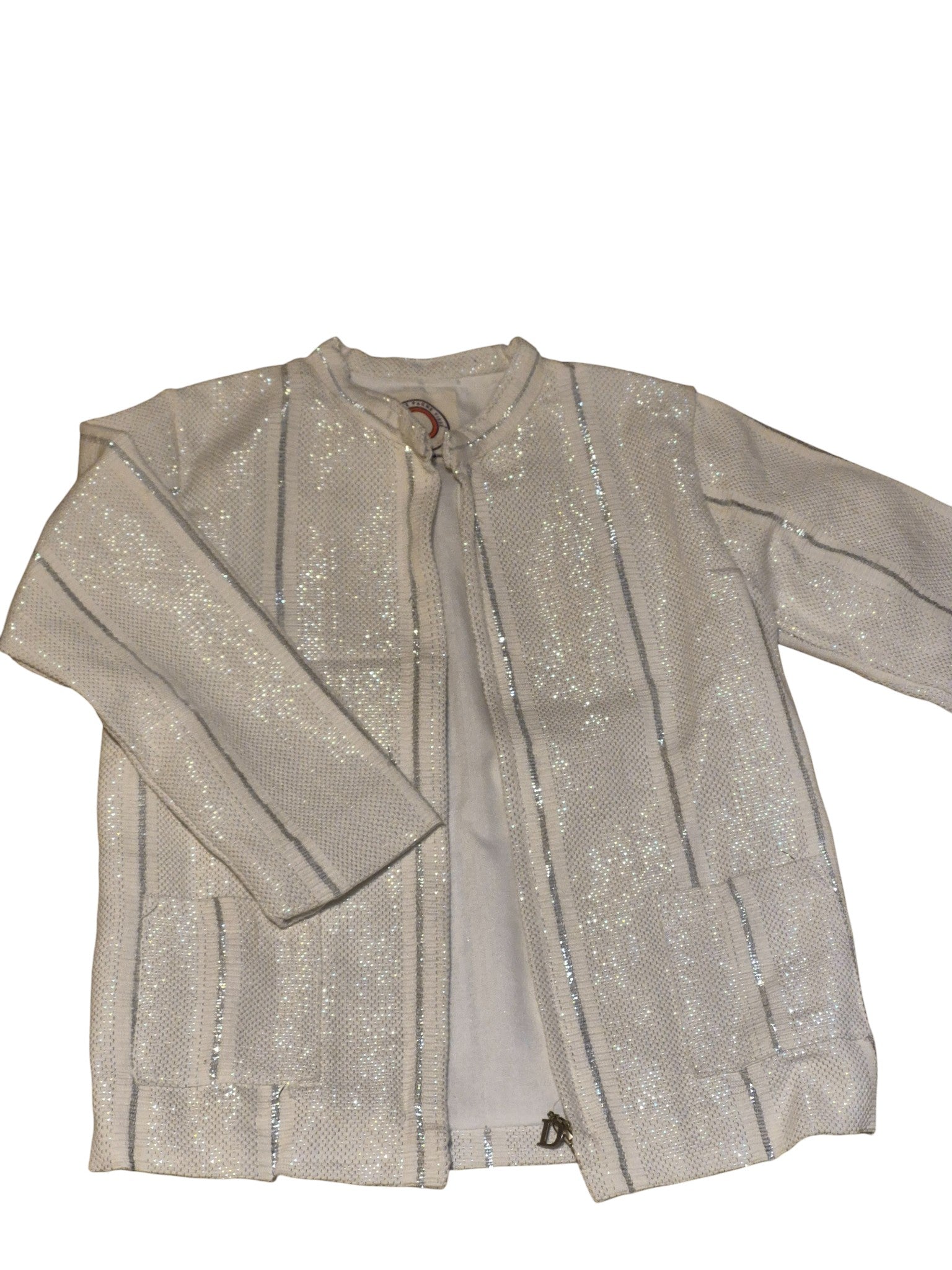 Veste blanc brillant col mao