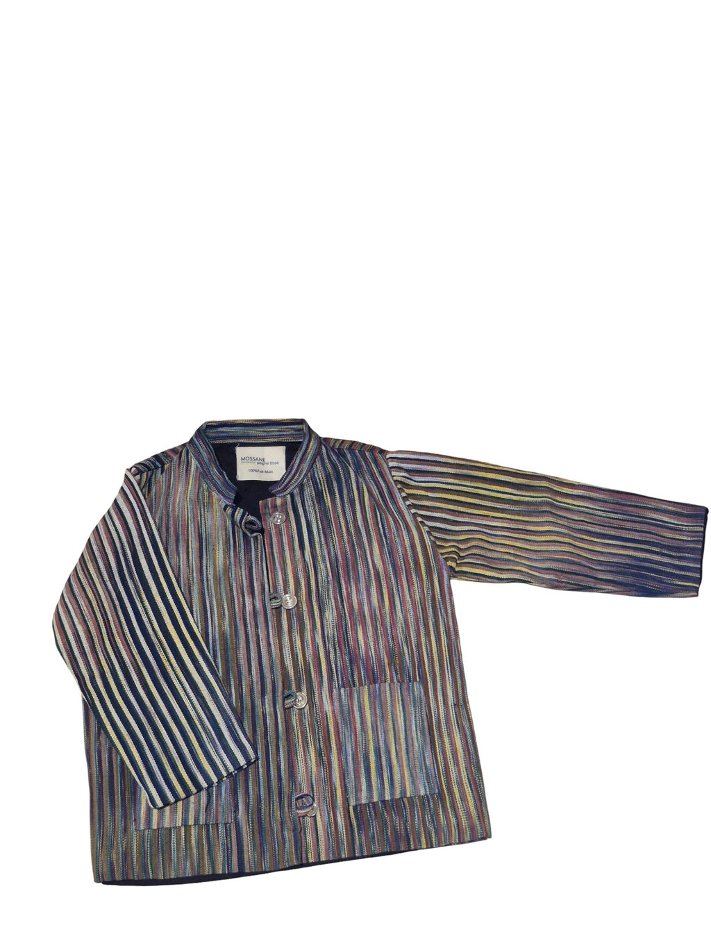 Veste bleu arc-en-ciel col mao