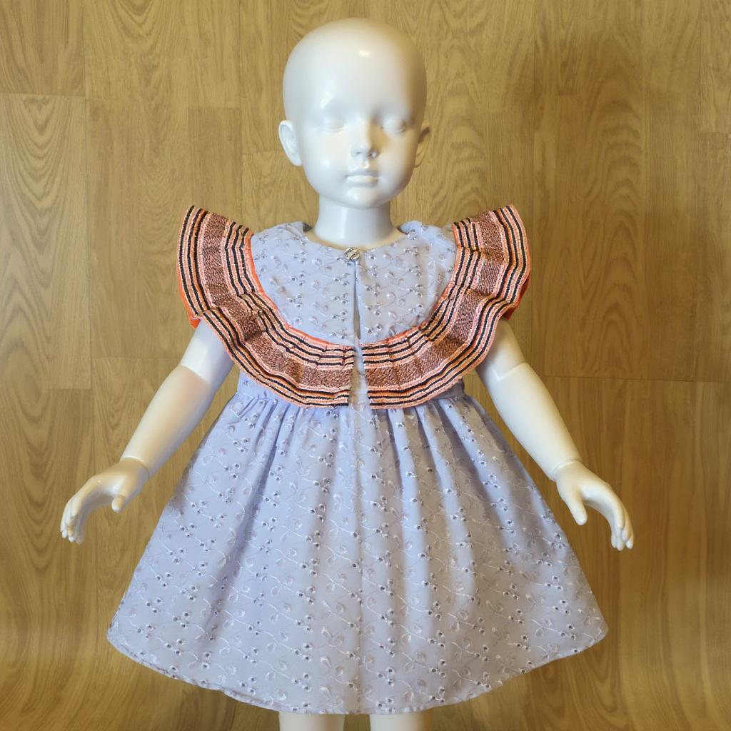 Robe bi-matière "Orange-blanc"