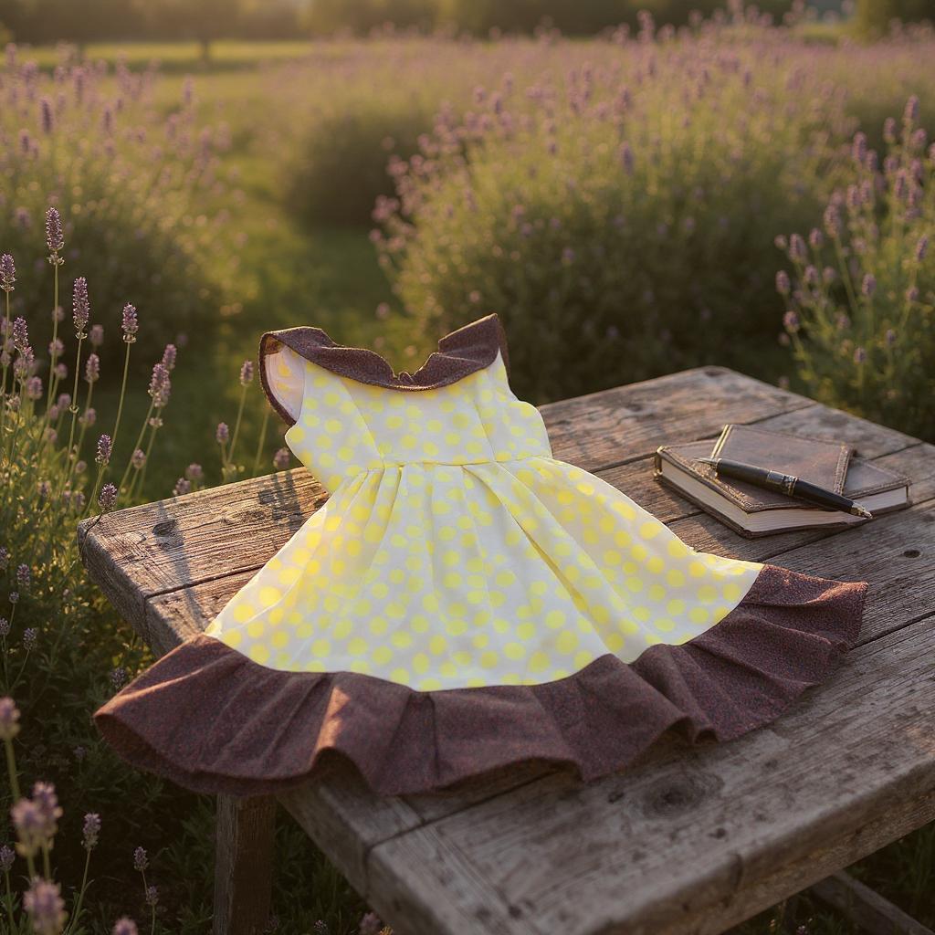 Robe bi matière col volanté