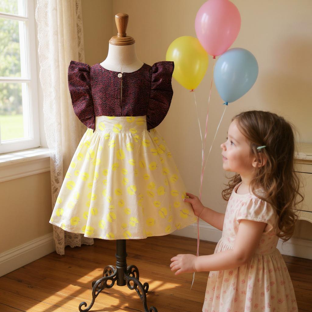 Robe bi matière manches papillon