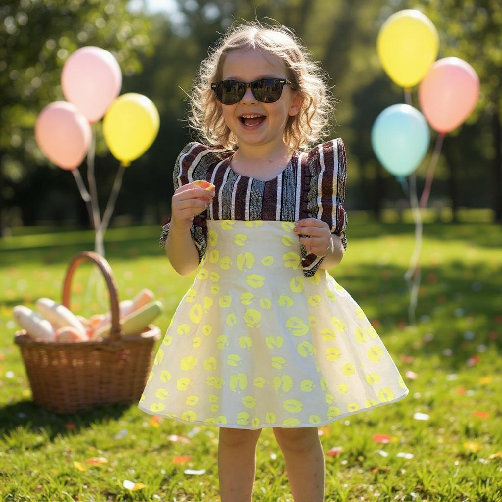 Robe bi matière motif "bisou"